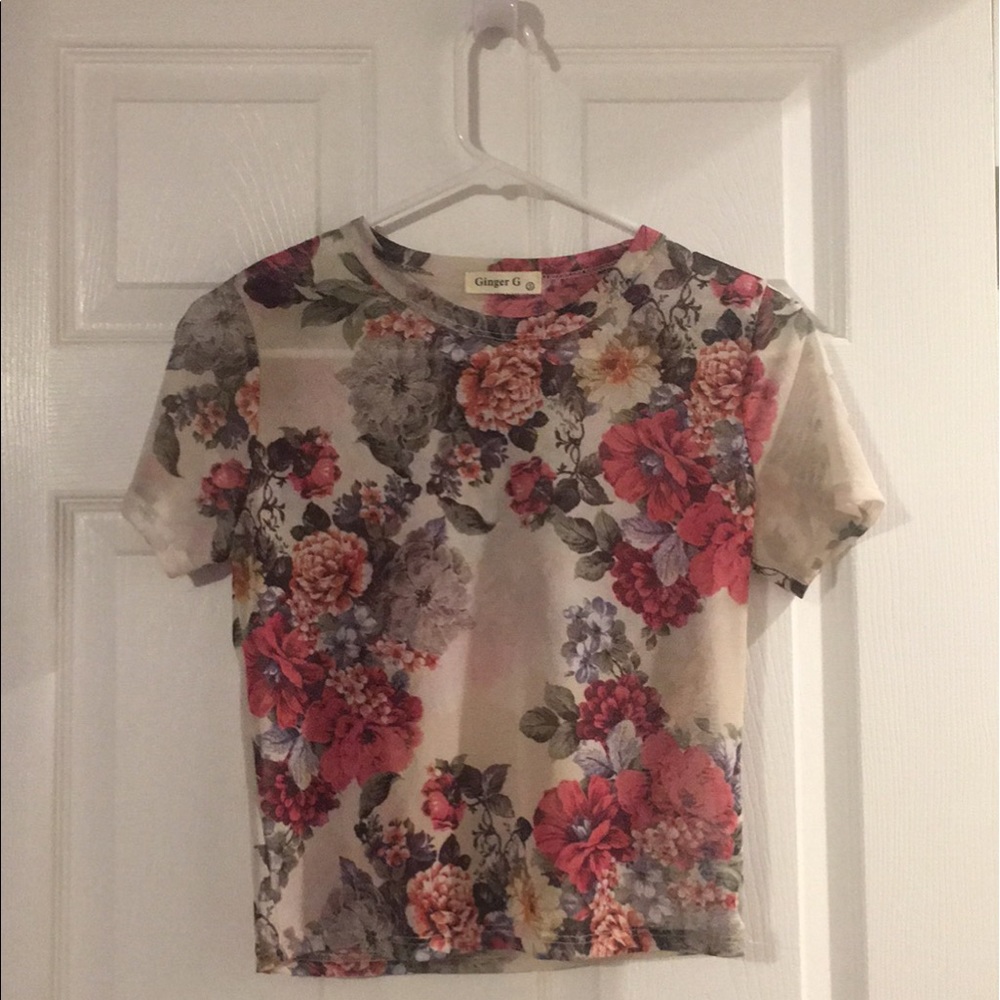 Mesh Top with Flower Detail